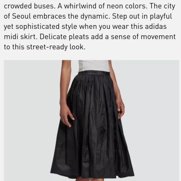 Adidas Black Pleated Athletic Nylon Midi Skirt - Picture 9 of 10